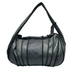 Aqua Madonna Gray Leather  Hobo Bag